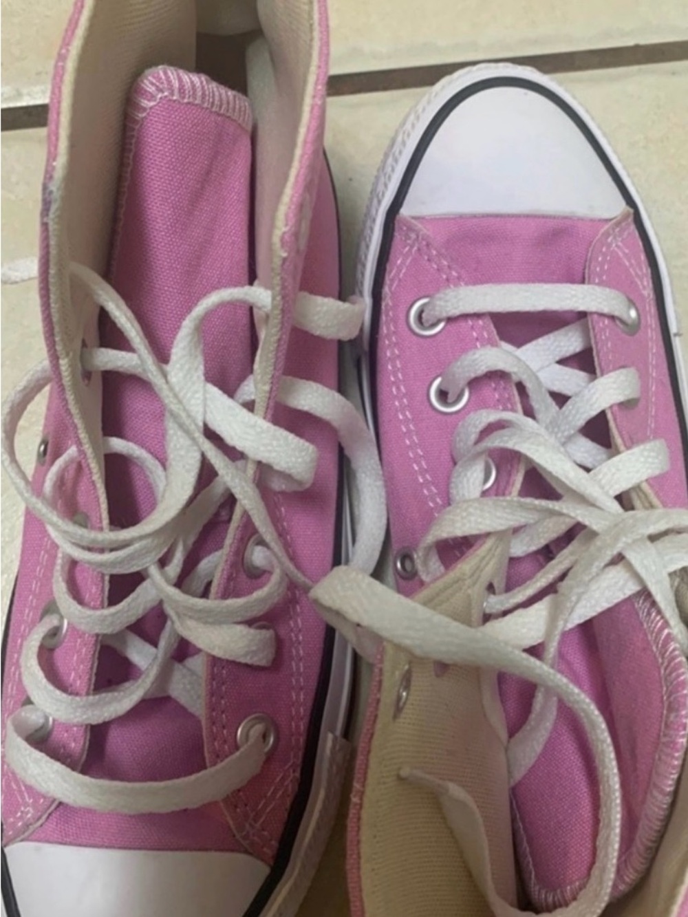 Converse Kids Pink Canvas Lace-Up Sneakers with White Accents